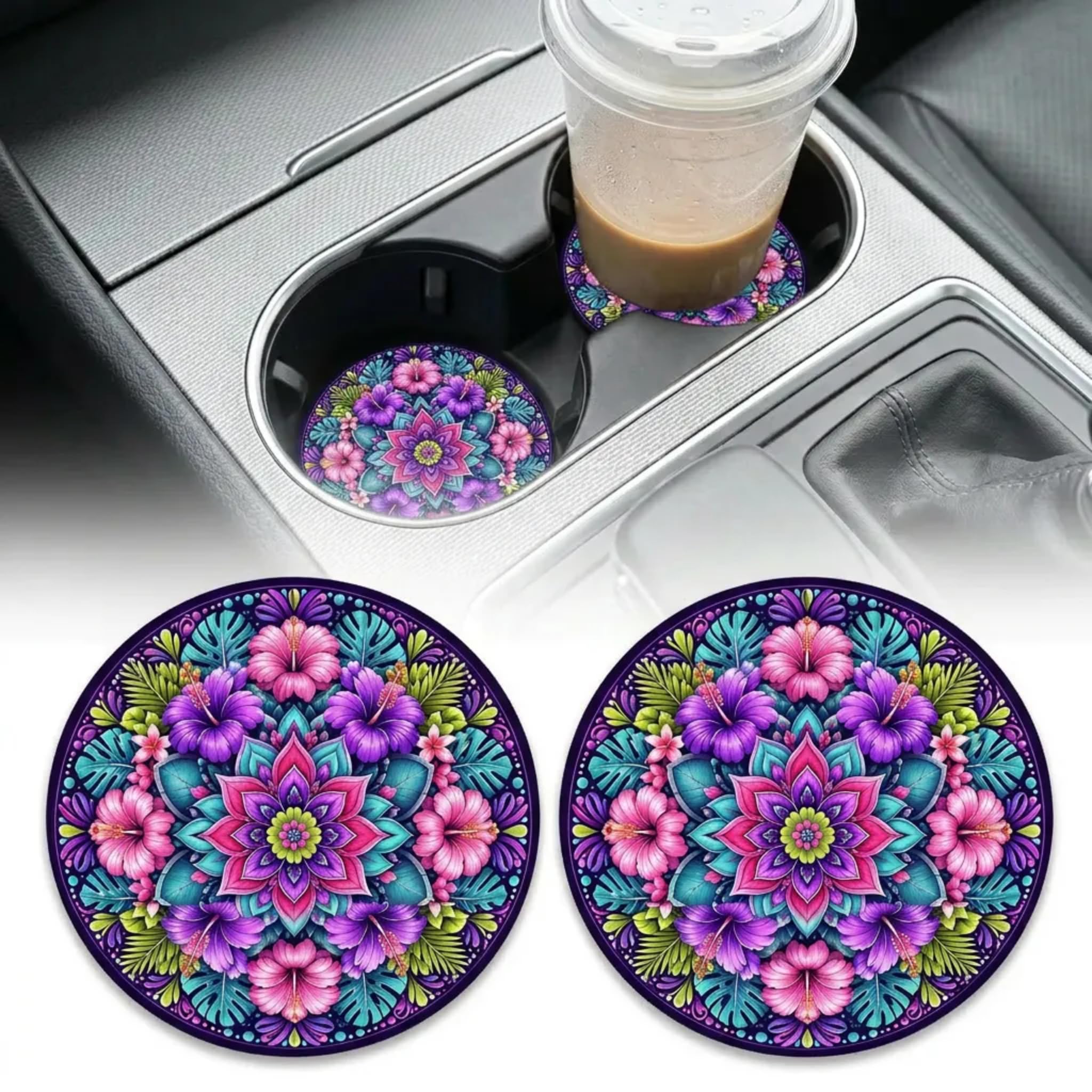 Water Absorption Car Coasters Set of 2 Car Coasters for Vehicle Mount Cup Holder
