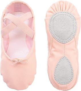 Ballet Shoes Children, Kids, Juniors, Adults, Women's, Clothes, All Canvas, Ballet Supplies, Ballet Shoes, Split Sole, Cross Rubber, Pink, Black (6.3 - 10.6 inches (16 - 27 cm)