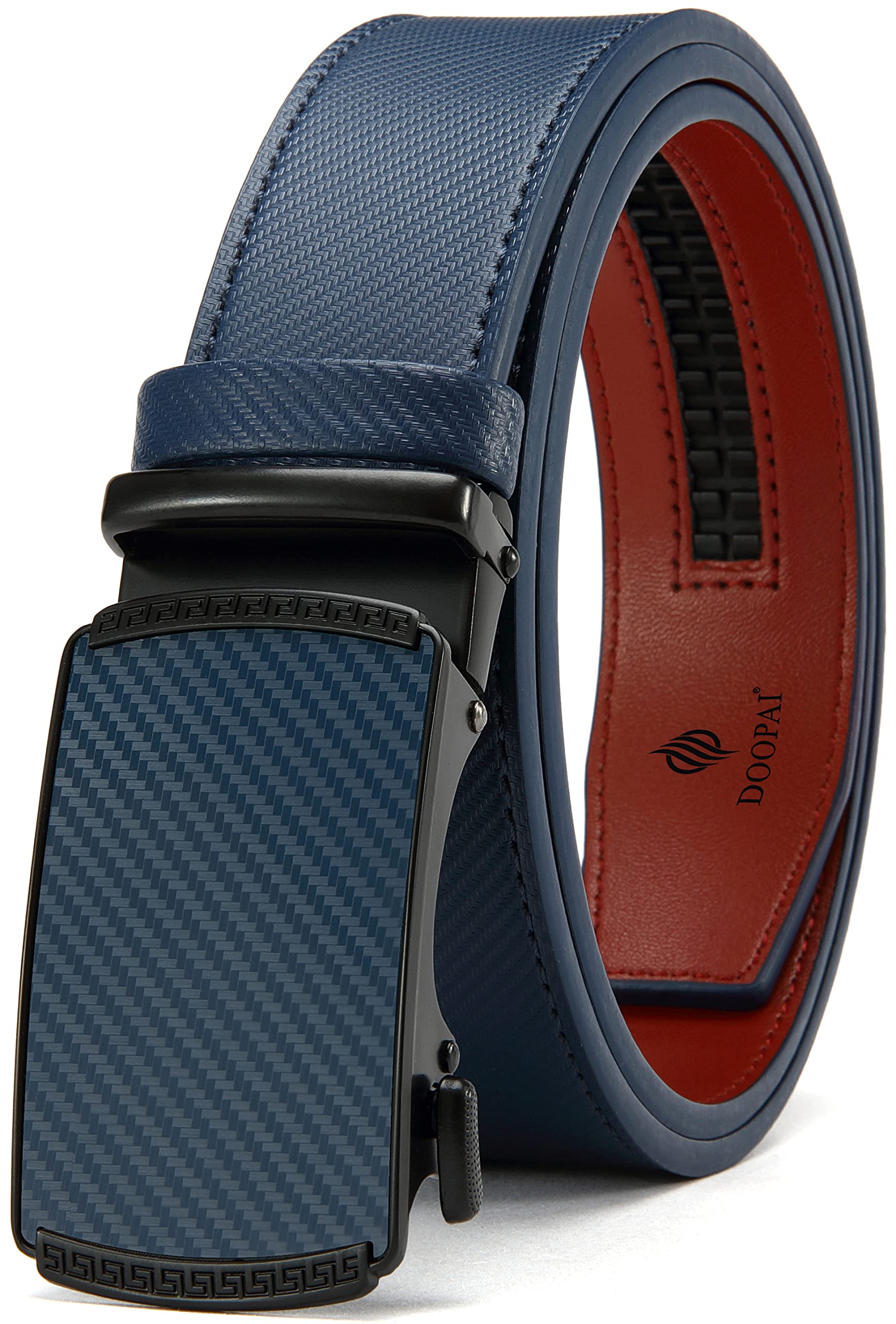 DOOPAI Leather Ratchet Belt for Men, Adjustable Belt with Metal Buckle for
