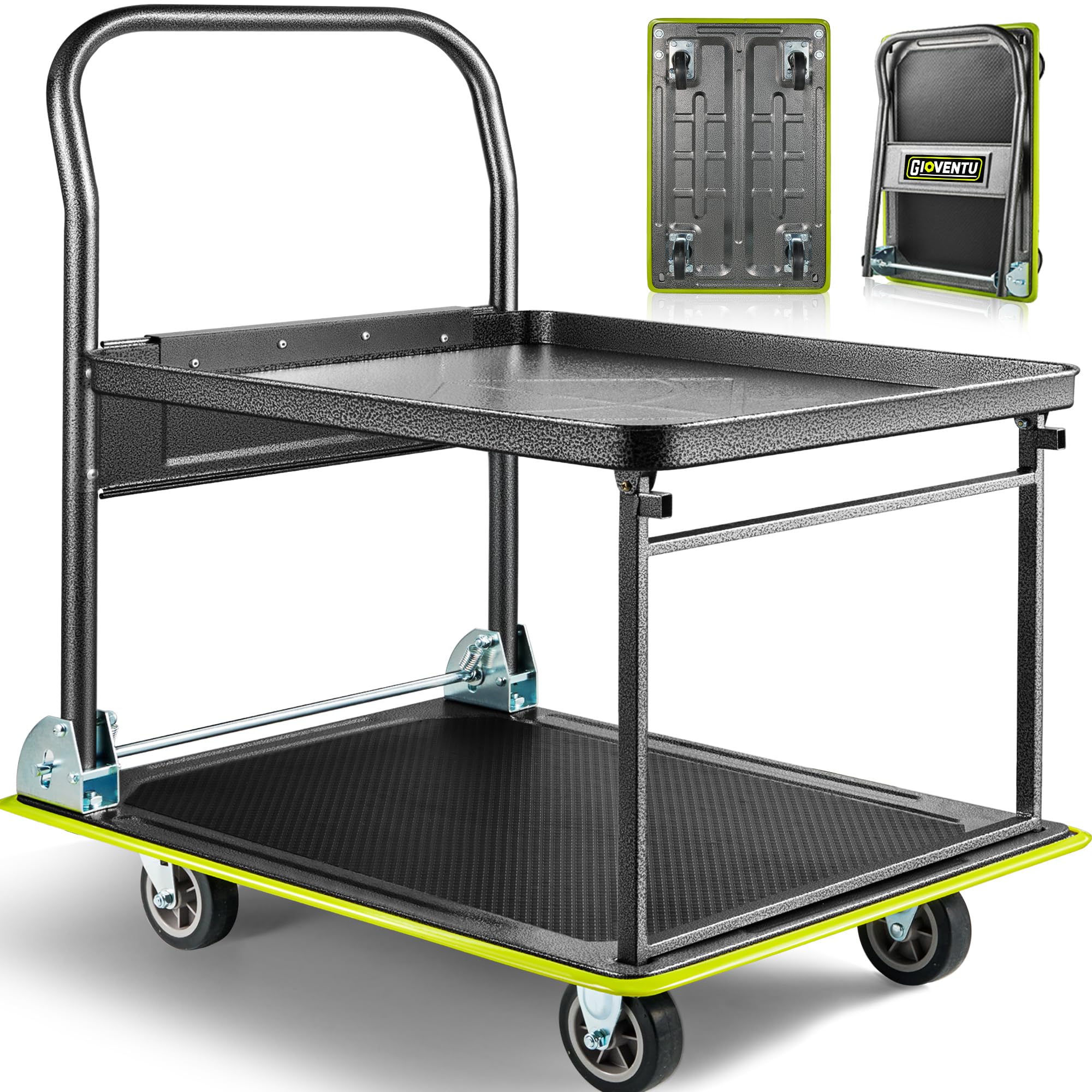 2026 Upgraded Push Cart Dolly Heavy Duty(700lbs), Foldable Platform Hand Truck M