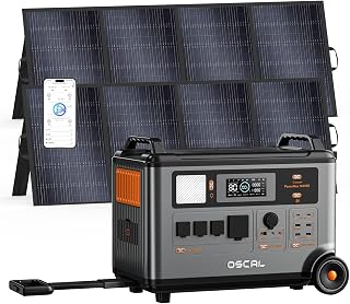 PowerMax 3600SE 3600W Portable Power Station with 2x400W Solar Panels | 3600Wh Solar Generator, 1800W AC & 1600W Solar Charging, 14 Outlets, LiFePO4 Battery for Home Use, Camping, RV, Emergencies