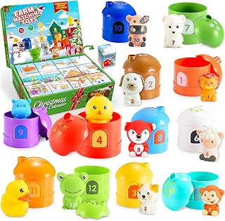 HappyGoLucky Advent Calendar 2026, Montessori Bath Baby Toys -24 Surprises | Farm Animal Advent Set for Counting and Sorting, Ideal Christmas Gift for Kids Boys and Girls Aged 1 to 3