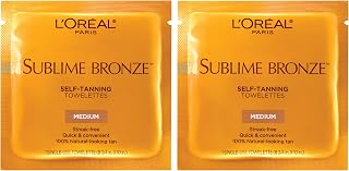 L'Oreal Paris Sublime Bronze Self Tanning Towelettes, Streak-Free, Natural Looking Tan, 6 ct (Pack of 2)