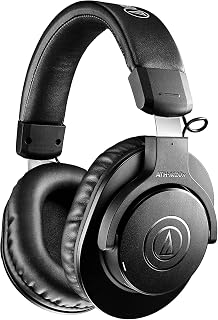 Audio-Technica ATH-M20xBT Wireless Over-Ear Headphones, Black | 60 Hour Battery Life, Studio-Quality Sound, 40 mm Drivers for Enhanced Bass, Lightweight Design, Multipoint Pairing, White