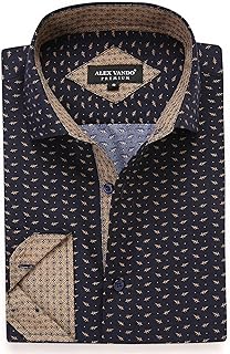 Alex Vando Mens Long Sleeve Printed Shirt Regular Fit Fashion Shirt