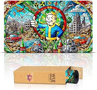 Stained Glass Apocalypse - 24x14 Stitched MTG Playmat | Original Art. Non-Slip Rubber Base. Compatible with Magic The Gathering TCG. Durable Tabletop Desk Protection.
