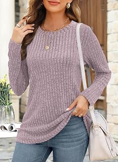 2025 Nouveau pull ample à manches longues pour femmes chemise décontractée col rond tunique légère