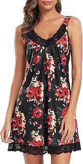 Lovasy Nighties for Women Soft Ladies Nightdresses Loose Chemise Night Dress with Lace
