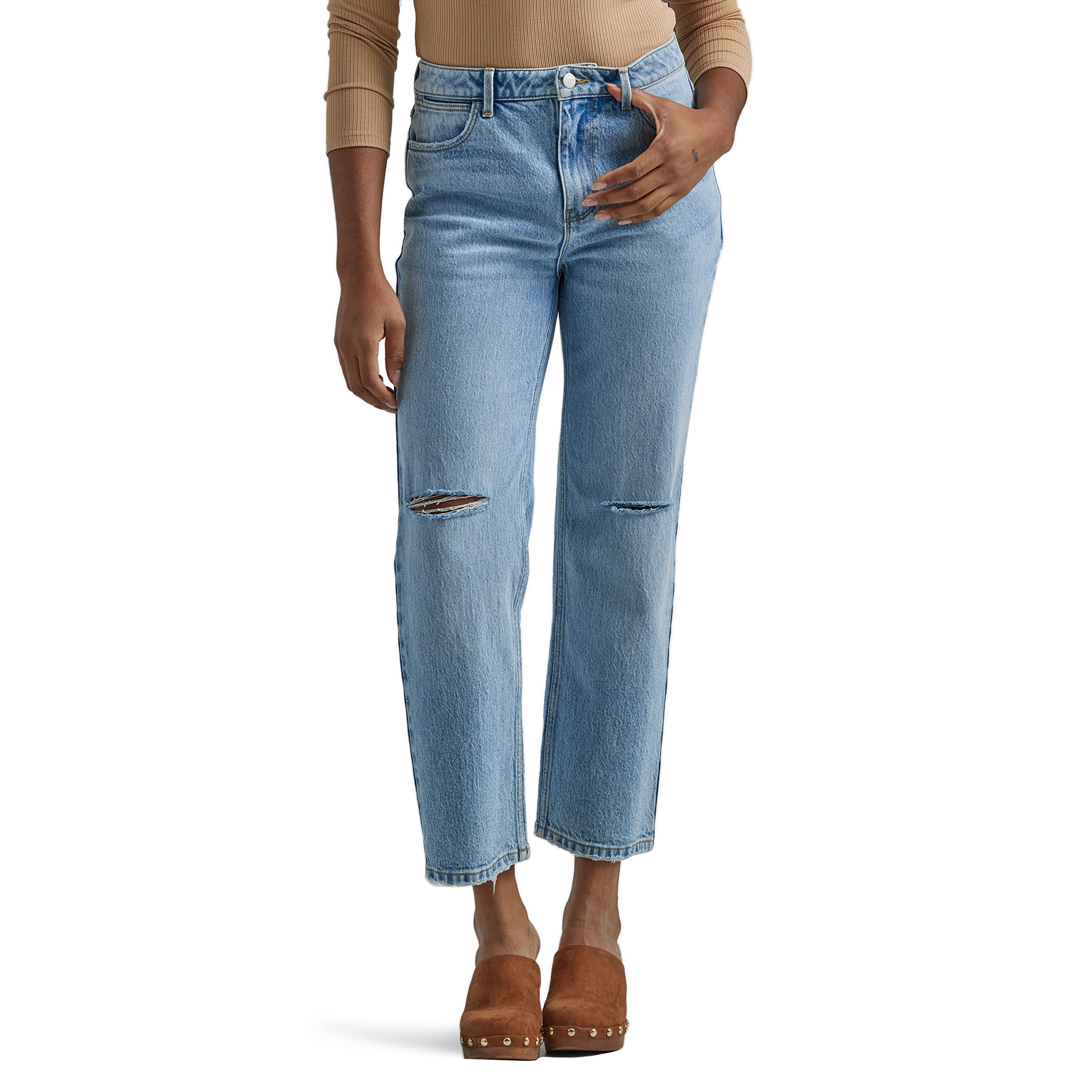 Wrangler Womens High-Rise Rodeo Straight Leg Crop Jean