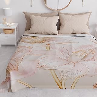 PETTI ARTIGIANI ITALIANI - Quilt Bed 160 x 250 cm Microfibre, Spring Summer, Modern Bouti Quilts, Single Bedspread, Pink Lily, 100% Made in Italy