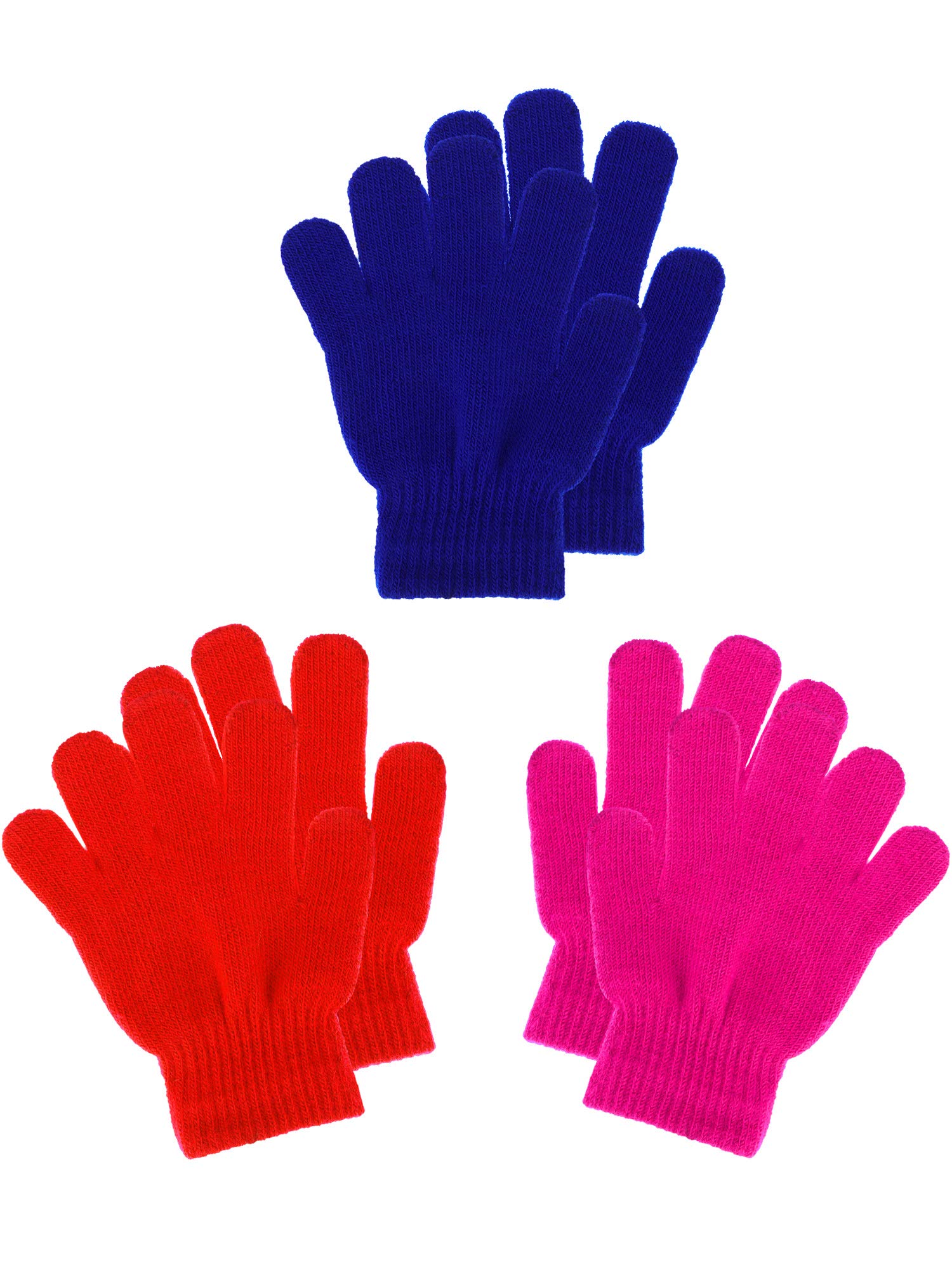 Boao 3 Pairs Toddler Gloves Kids Winter Gloves | Knit Full Finger Mittens, Warm 