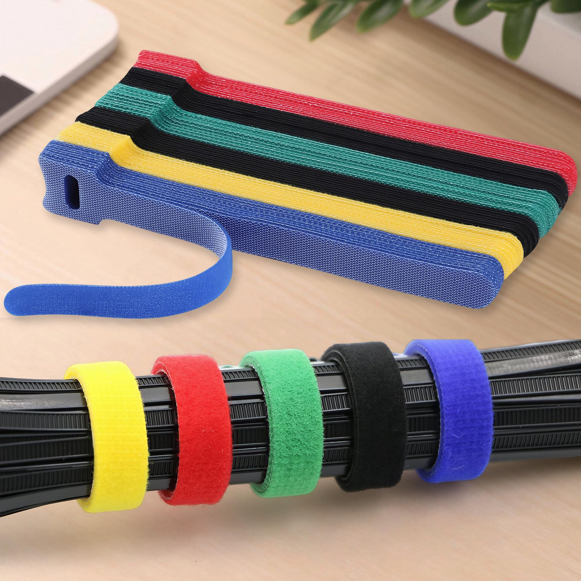60 Pieces Reusable Cable Straps with Hook and Loop, Adjustable Cable Ties for Ca