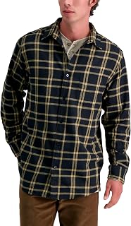 Haggar Long Sleeve Cotton Flannel Plaid Shirt Men's Classic Plaid Flannel Shirt