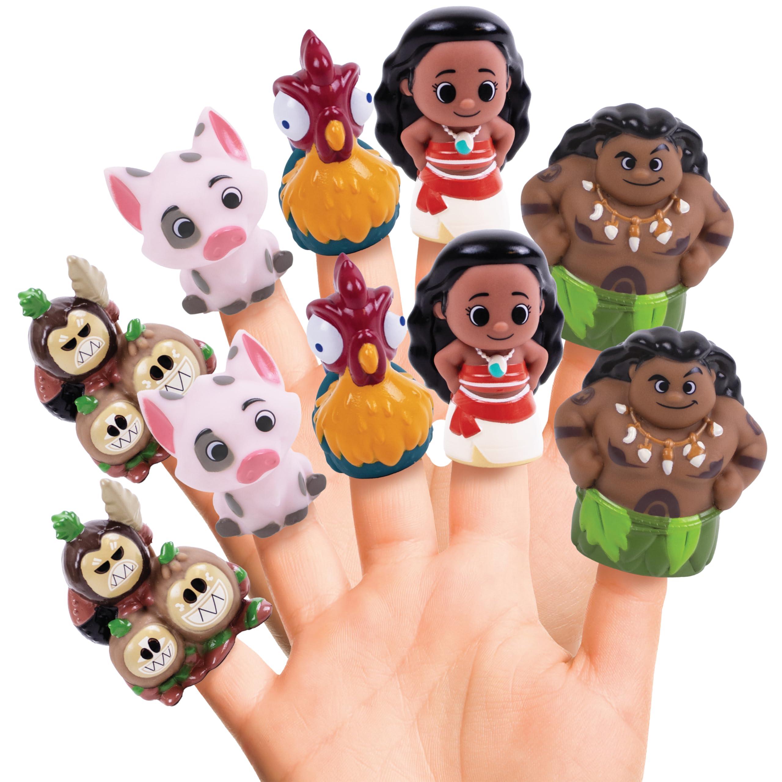 Disney Moana 10 Piece Finger Puppet Set - Educational Play, Party Favors, Bath a