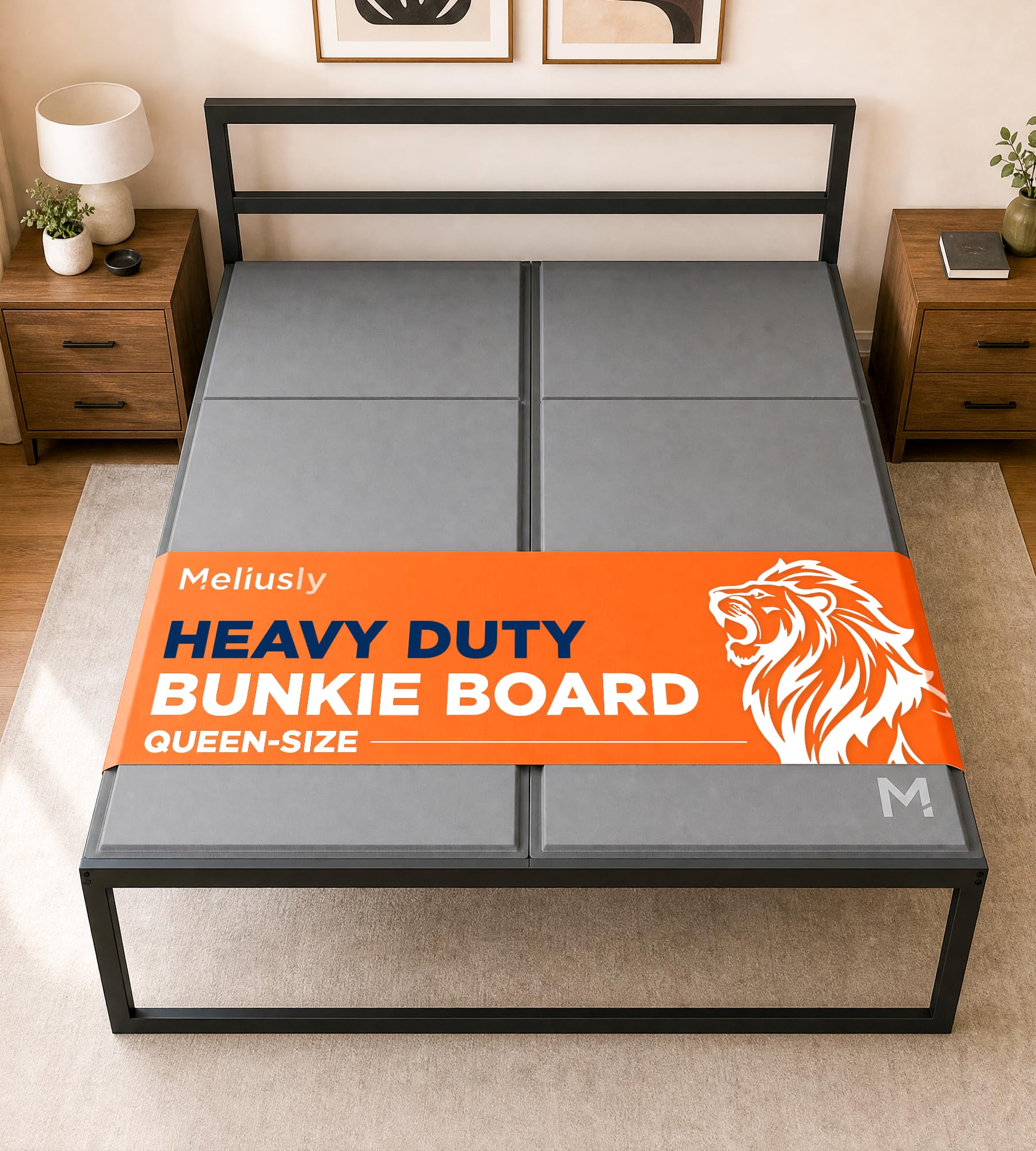 Meliusly Heavy Duty Bunkie Board Queen Size (60x80) - Under Bed Support | Non-Sl