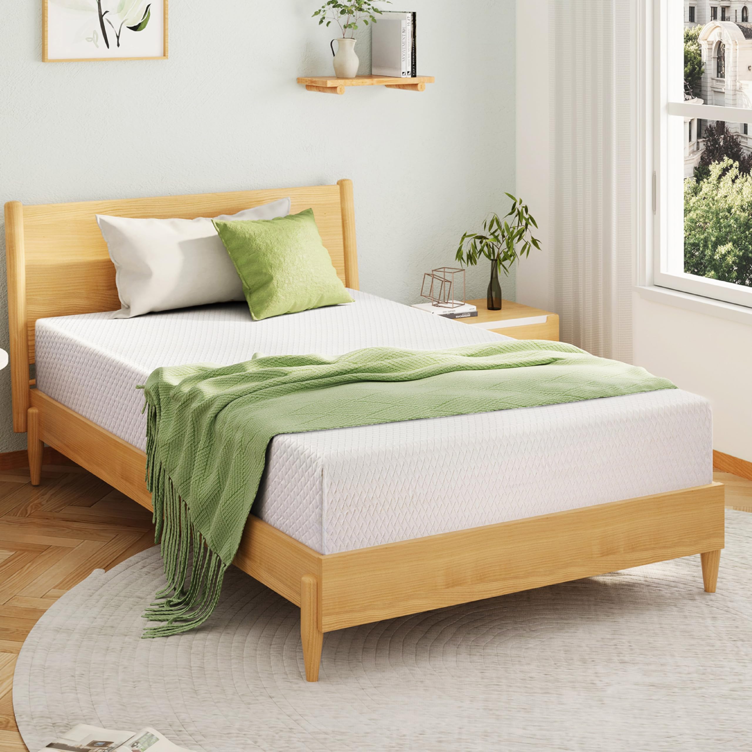 EGOHOME Full Size Memory Foam Mattress 8 Inch, Green Tea, Medium Firm | Bed Matt