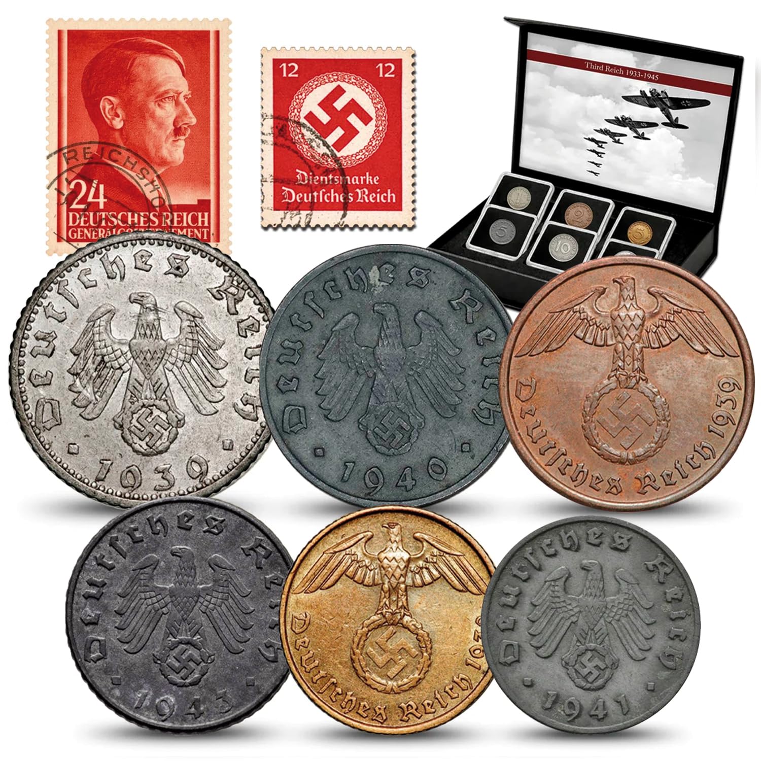 IMPACTO COLECCIONABLES | Set of 6 Authentic WWII German Coins (1936–1945) – Thir