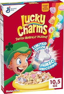 Lucky Charms Gluten Free Cereal with Marshmallows, Whole Grain, 10.5 oz | Hearts, Stars, Horseshoes, Clovers & Unicorns, 19g Whole Grain, Good Source of Calcium, 12 Vitamins