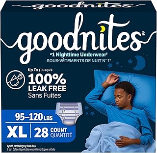GoodNites Boys' Bedwetting Underwear, Extra Large, 28 Ct, 95-140+ lbs | Unbeatable Leak Protection, Hypoallergenic, Free of Chlorine, Parabens, Fragrance