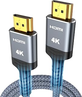 Highwings HDMI Cable 6.6 ft, 4K HDMI 2.0 HDR, Braided, ARC 3D HDCP 2.2 | High Speed HDMI Cord, Right on 60Hz, Accurate Color & Stable Signal for Designers, Ethernet and Video, for PC Monitor TV