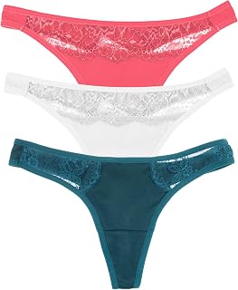 Magi Women's Cotton Thong with Lace Underwear Made in EU Set of 3