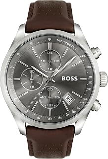 BOSS Chronograph Quartz Watch for Men Grand Prix Collection with Leather Strap or Stainless Steel Bracelet