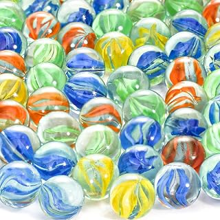 SallyFashion 240 PCS Glass Marbles Bulk, Cat Eyes, Colorful | Perfect for Various Board Games, Chinese Checkers, Marble Run Toys, STEM Educational Toys for Kids