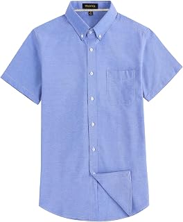Men's Oxford Dress Shirt Short Sleeve Button Down Shirts Business Casual