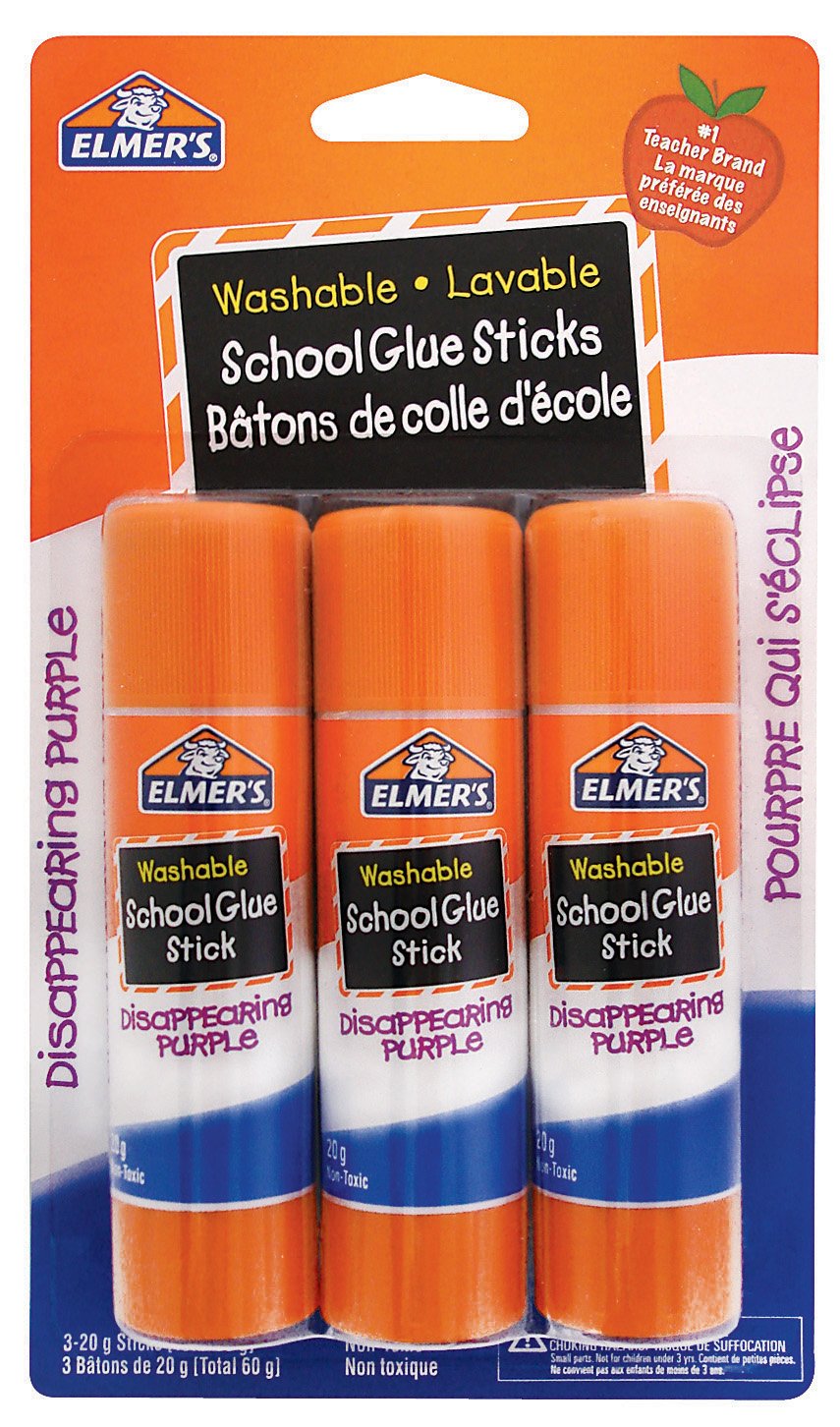 Elmer's Disappearing Purple School Glue Stick, 20G, 0.7-Ounce Each, 3-Pack (6166