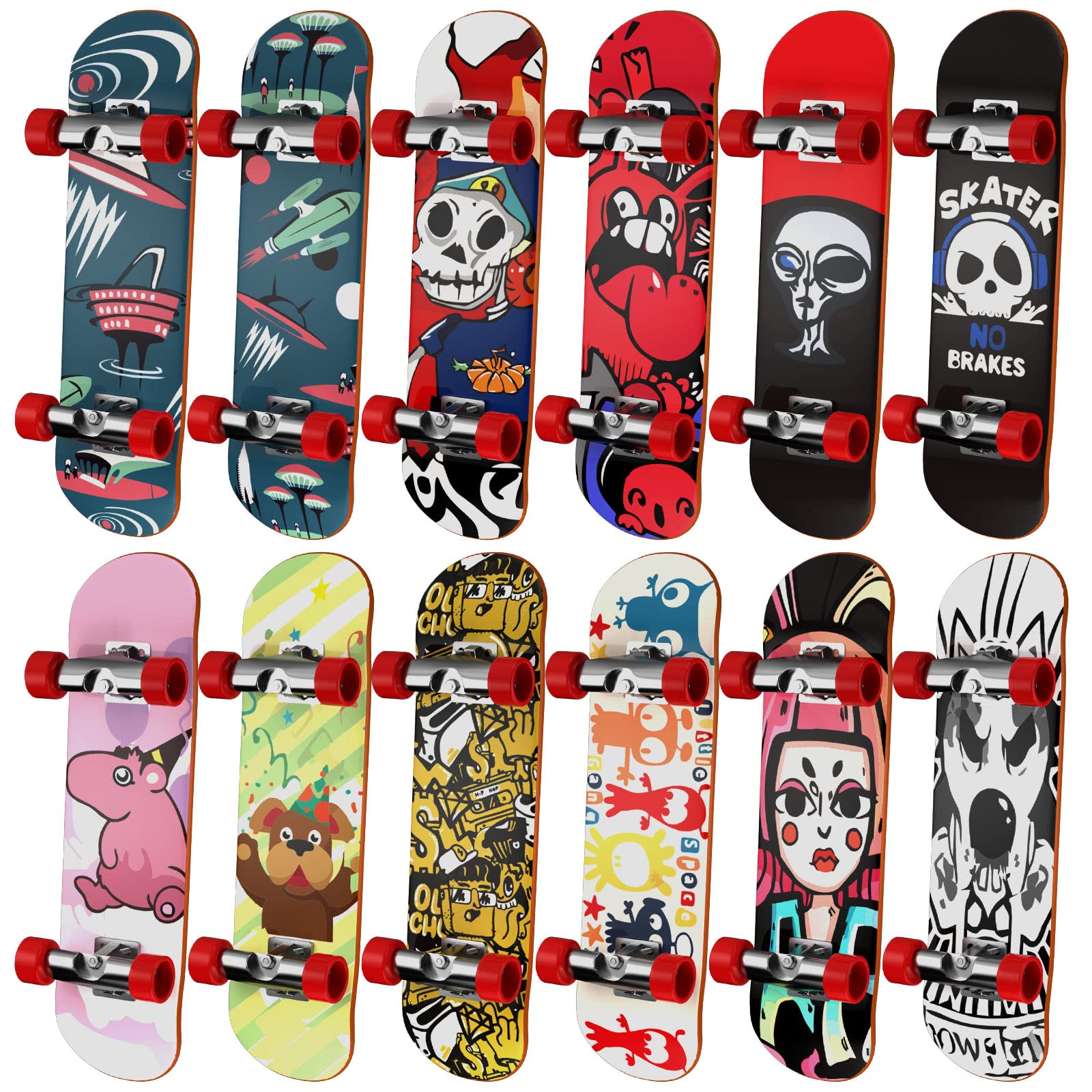 HOMETALL Finger Skateboards for Kids Set of 12 | Mini Skateboard Fingerboards 12