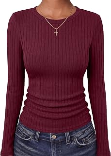 ANRABESS Camicie a maniche lunghe per le donne T-shirt in maglia a coste Slim Fit Girocollo Basic Tee Top 2025 Autunno Casual Lavoro Abiti alla moda
