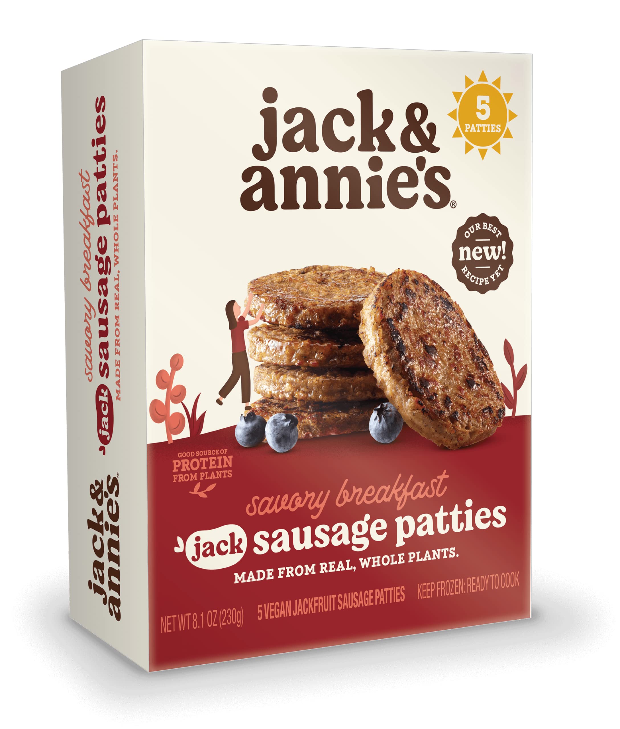 Jack & Annie's, Frozen, Sausage Patties Plant Based Savory Breakfast, 8.1 Ounce