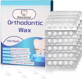 Maoerdental Orthodontic Wax 120 Pack, Easy to Mold Braces Wax Dental Wax | Long-Lasting Hold, Portable and Easy to Tear,Food Grade Relief Wax for Home Travel Office (Unscented)
