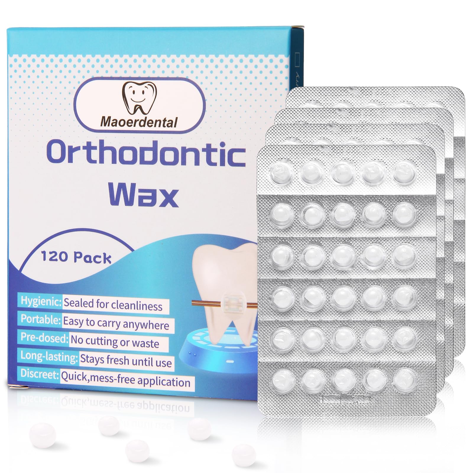 Maoerdental Orthodontic Wax 120 Pack, Easy to Mold Braces Wax Dental Wax | Long-
