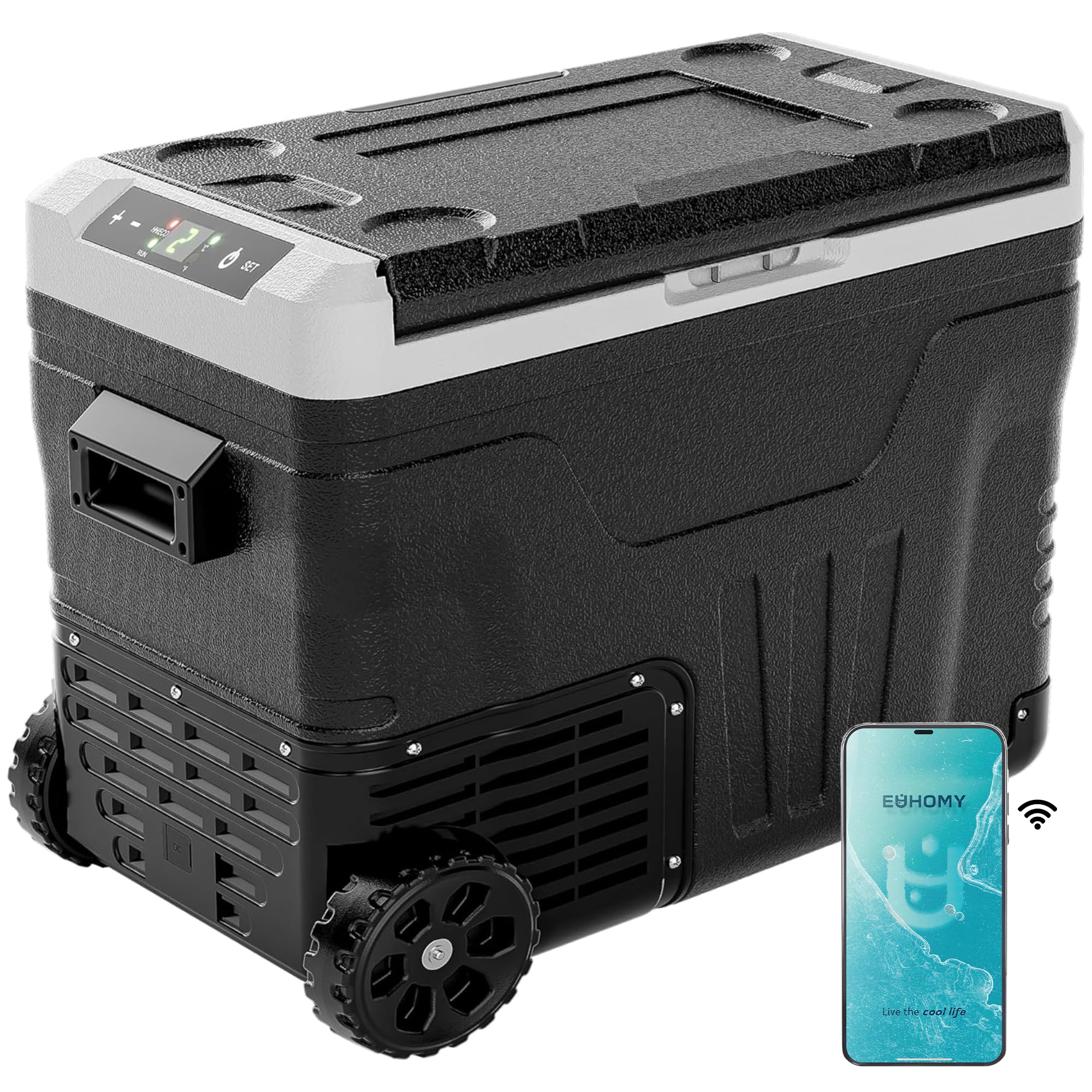 EUHOMY 53QT 12 Volt Refrigerator, -4℉~ 68℉ Portable Freezer, for Car | No Ice Ne