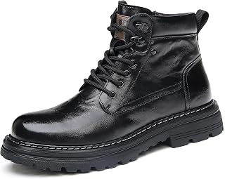 MIDIRO Men's Boots, Genuine Leather, Side Zipper, British Style, Water Repellent, Large Size, For Commuting to Work