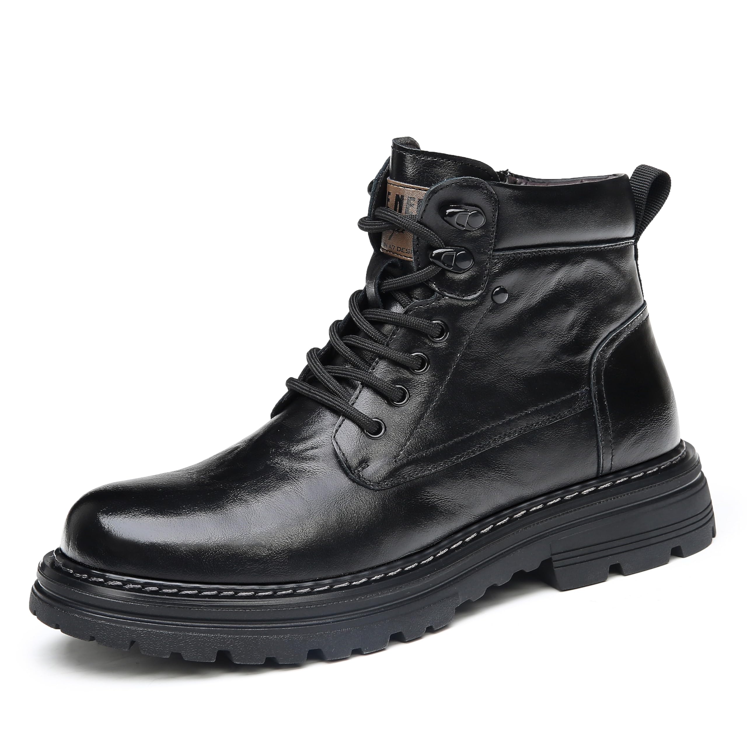 MIDIRO Men's Boots, Genuine Leather, Side Zipper, British Style, Water Repellent