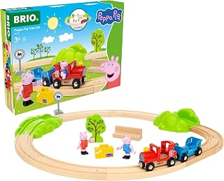 BRIO World Peppa Pig Train Set - 18-Piece FSC-Certified Wooden Railway Set - Includes Peppa and George Figures - Works with All BRIO Train Sets - Ages 3+