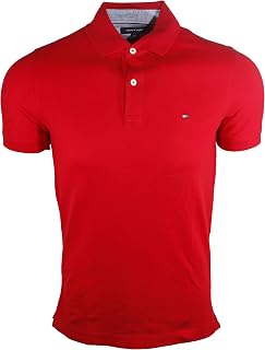 Tommy Hilfiger Polo de Malla Ajuste Elástico EN los Hombres (Rojo, Small)
