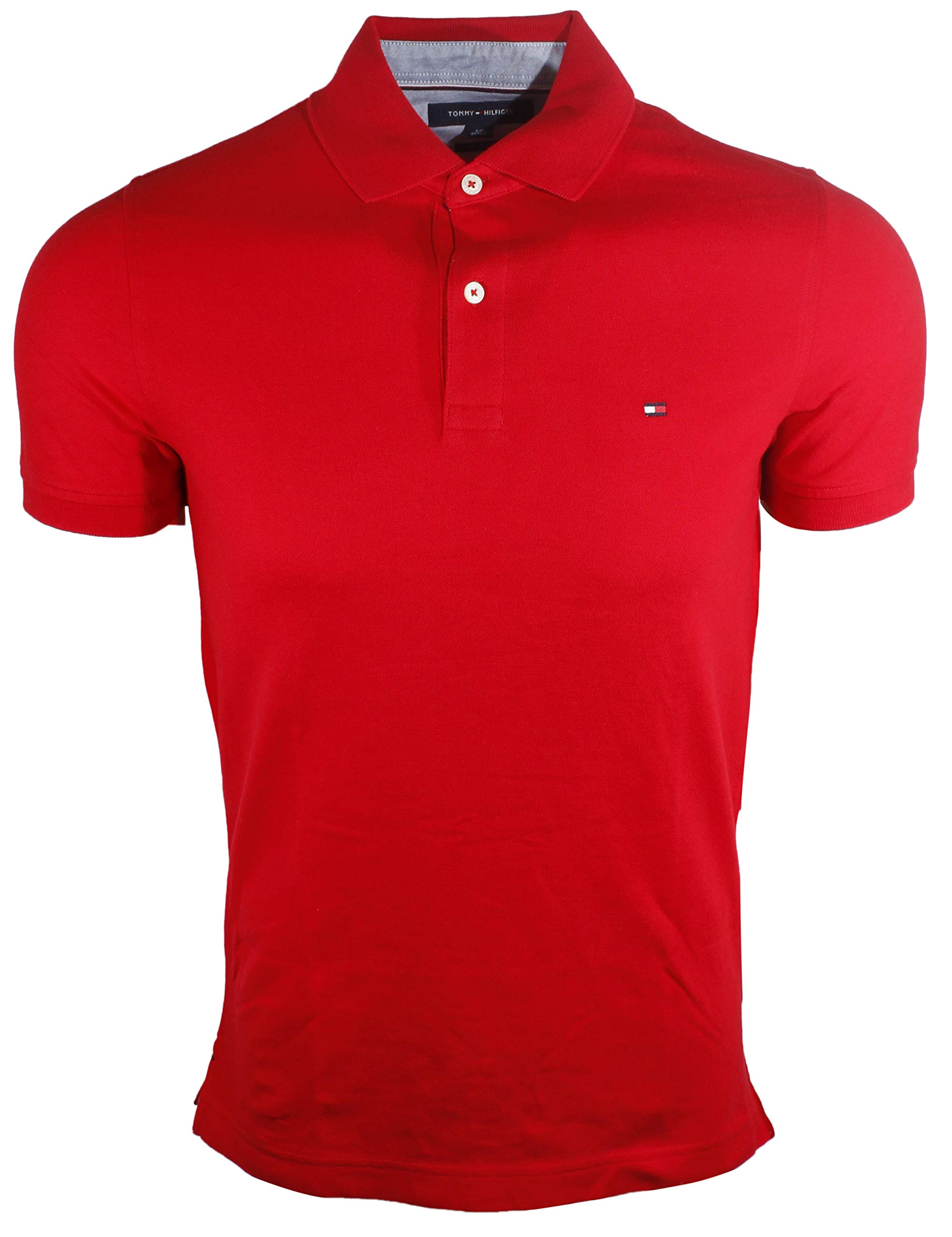 Tommy Hilfiger Polo de Malla Ajuste Elástico EN los Hombres (Rojo, Small)