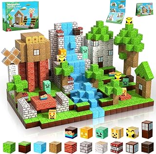 ToyUnited Magnetic Blocks 100 Pieces Build Waterfall Forest Castle, Cute Fun Magnetic Building Cubes Blocks, Sensory Toys for Toddlers Kids Aged 3 for 3 4 5 6 7 8 9 Year Old Boys Girls
