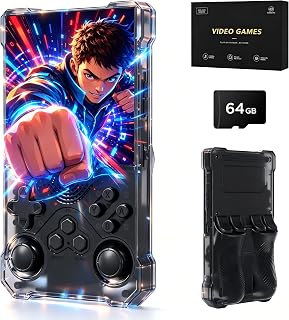 KOSWO RS36 Retro Handheld Game Console,20,000+ Classic Games,4.0“IPS, 64GB | 12 Emulators,4000mAh Battery Portable Pocket Video Games,Transparent Black