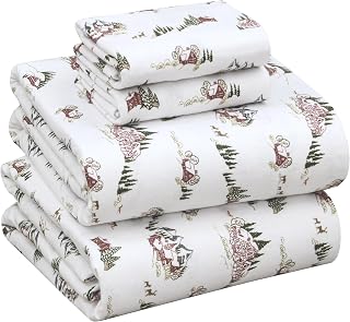 Ruvanti Flannelette Sheet Set King Size 100% Brushed Cotton 16 Inch Deep Fitted Sheets for All Seasons Breathable Extra Soft Warm Cosy 4 Piece