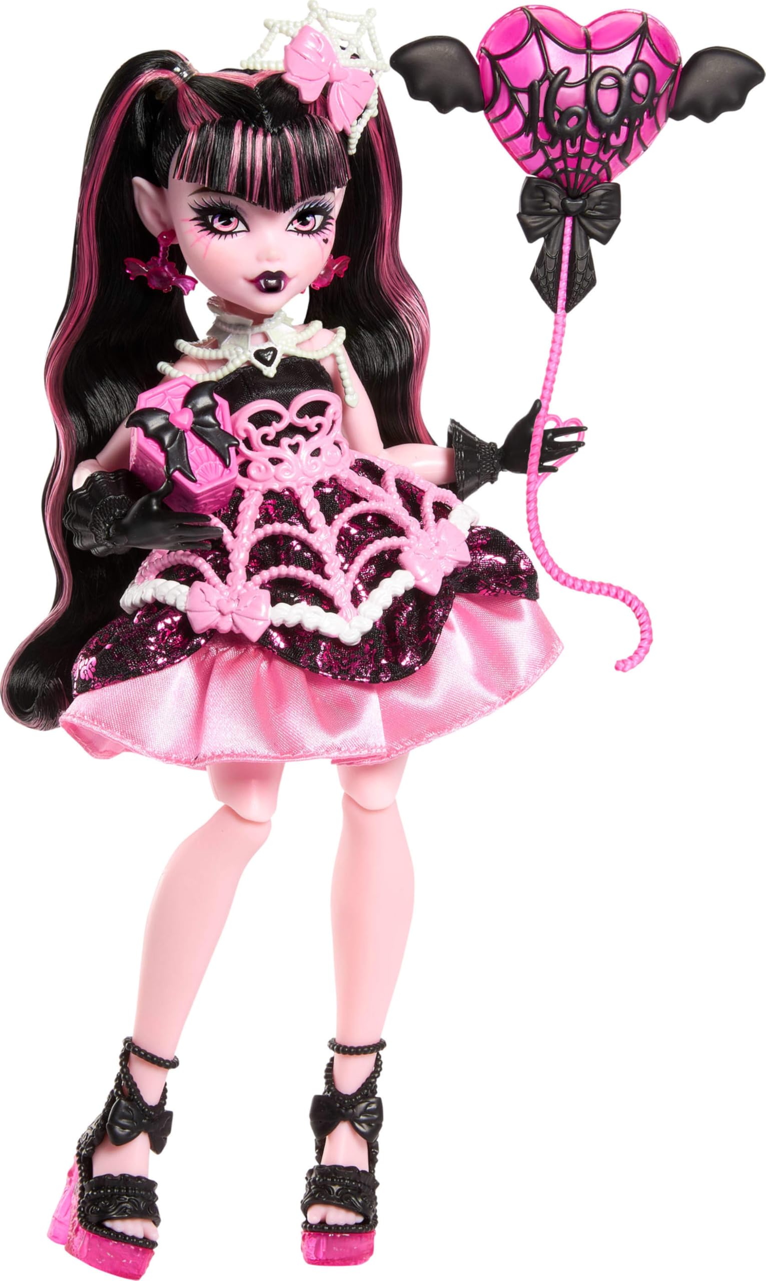 Monster High Scary Sweet Birthday Draculaura Doll | Vampire in Pink Party Dress 