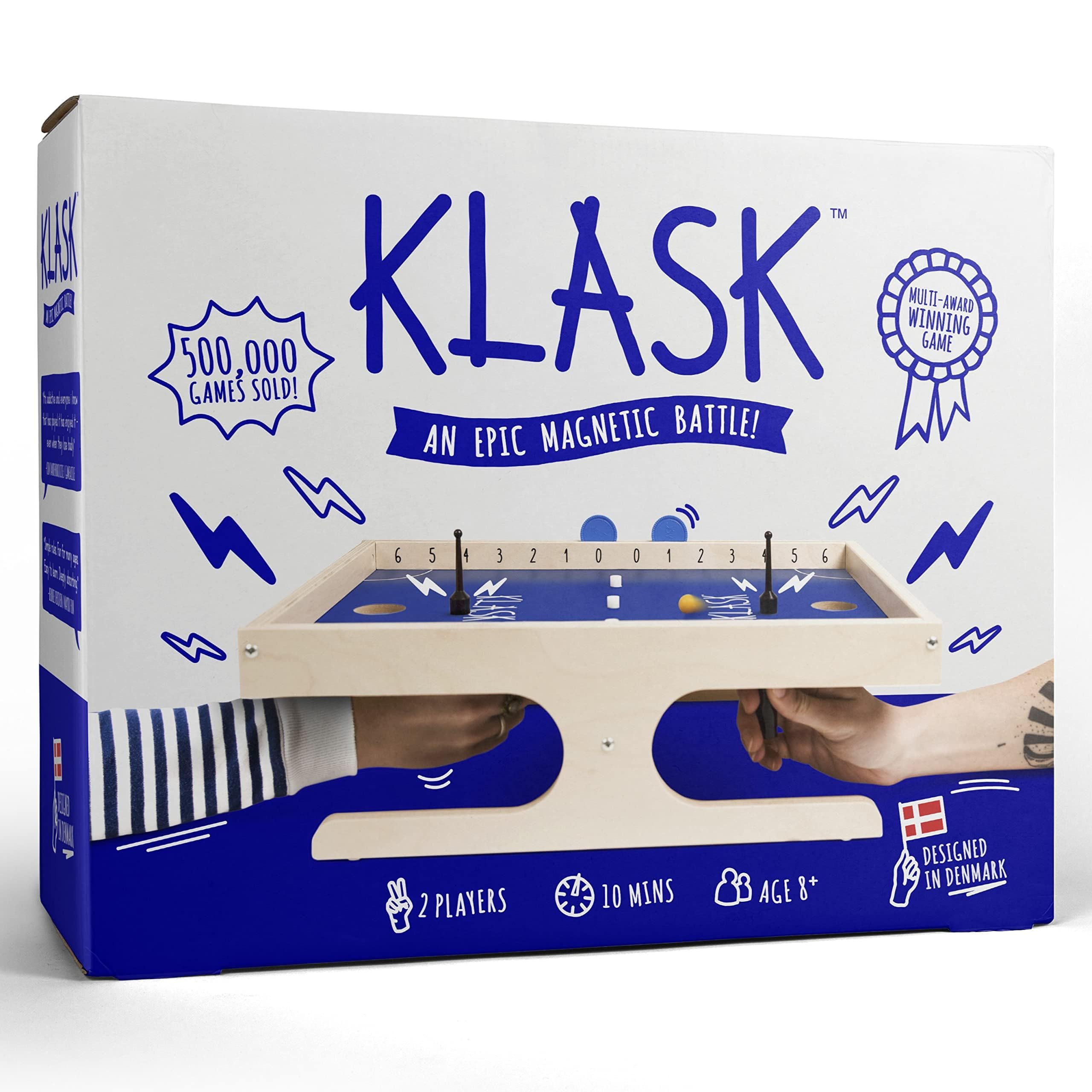 KLASK Magnetic Tabletop Game- Half Air Hockey, Half Foosball, Ages 8+