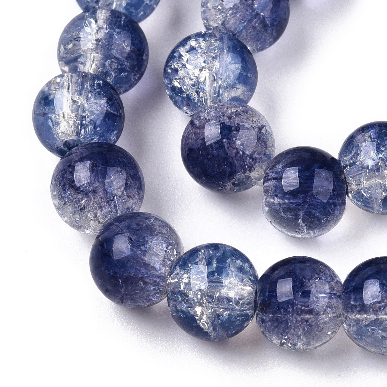 Approx 50pcs 6mm Clear Crackle Glass Round Beads Handmade for DIY Bracelet Earri