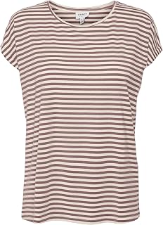 Vero Moda Vmava Plain SS Top Stripe Ga Jrs Noos Women's T-Shirt (Pack of 1)
