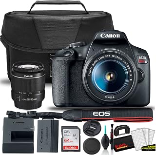 Canon EOS Rebel T7 DSLR Camera with 18-55mm Lens & Camera Bag Bundle | For Photography & Video + 64GB Memory Card + Cleaning Kit + More