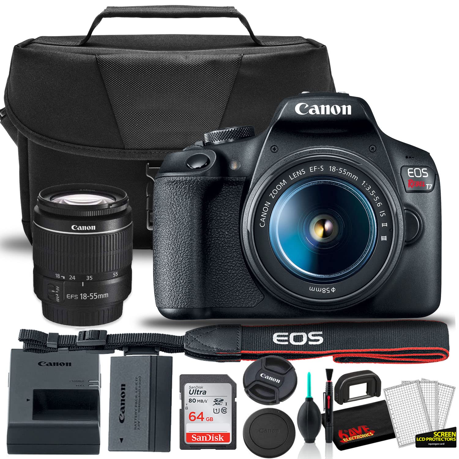 Canon EOS Rebel T7 DSLR Camera with 18-55mm Lens & Camera Bag Bundle | For Photo
