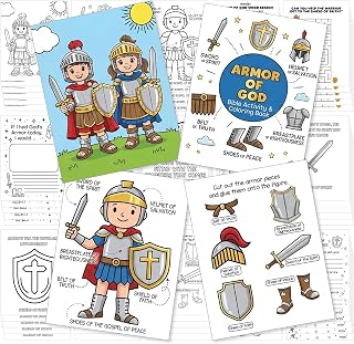 Yinder 15 Pcs Armor of God Coloring Books Armor Knight DIY Coloring Pages | Sunday School Crafts, Religious Party Supplies, VBS Art Booklet, Goodie Bag Fillers, Church Gifts for Kids